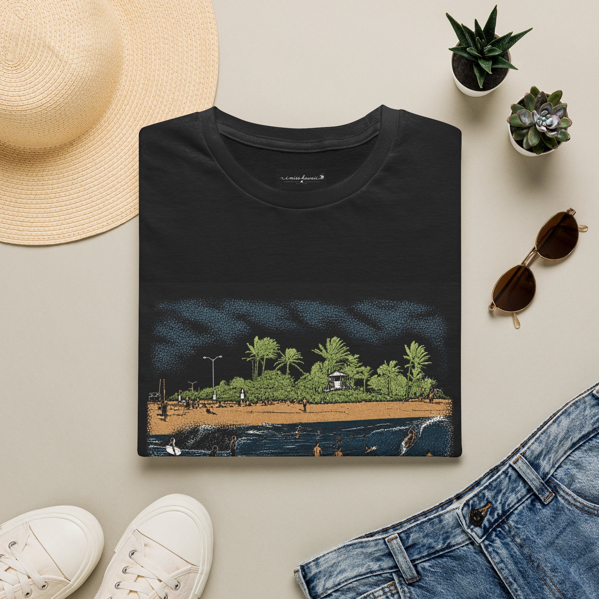 I Miss Hawaii - Sandy Beach - Black T-Shirt