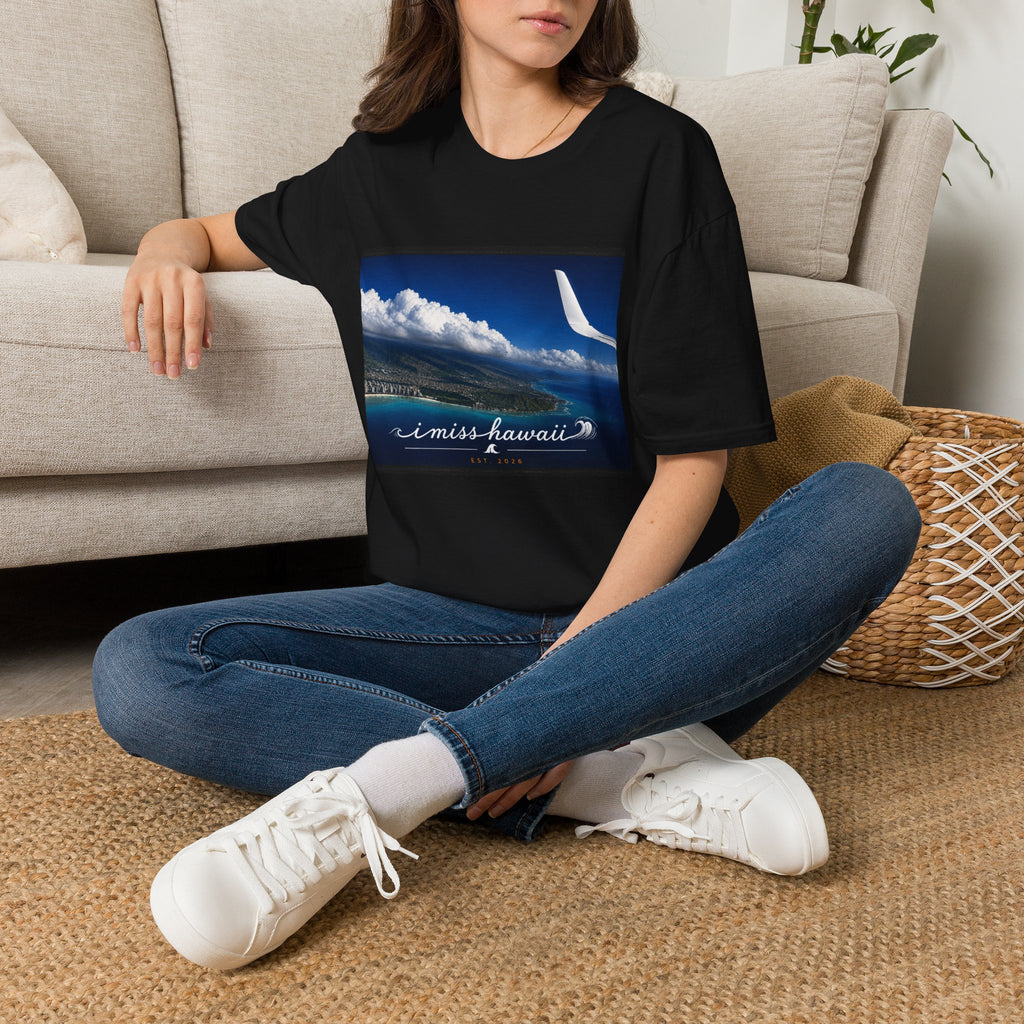 I Miss Hawaii - Waikiki Aerial View - Black T-Shirt